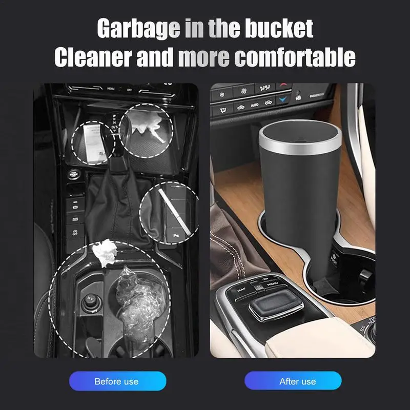 Bidone Spazzatura Per Auto Compatto Con Coperchio - Mini Cestino Porta Oggetti Impermeabile In ABS Nero