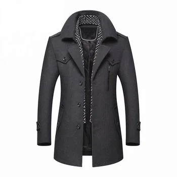 Winter Men Wool Coats New Fashion Middle Long Scarf Collar Cotton-Padded Thick Warm Woolen Coat Male Trench Coat Overcoat M-5Xl - Image 4