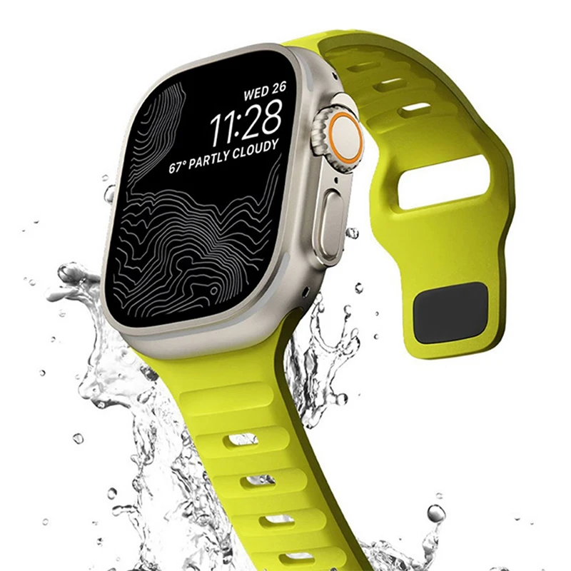 New Original Silicone Strap For Apple Watch Ultra 49mm Sports Bracelet iWatch Series 9 8 7 45mm 41mm 6 5 4 3 SE2 44mm 40mm Band