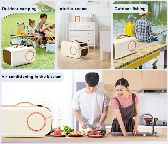Climatiseur portable, mini déshumidificateur, unité de climatisation pour le camping, refroidisseur d'air compact pour petits espaces, climatiseur portable compact, machine de refroidissement 2-en-1 2