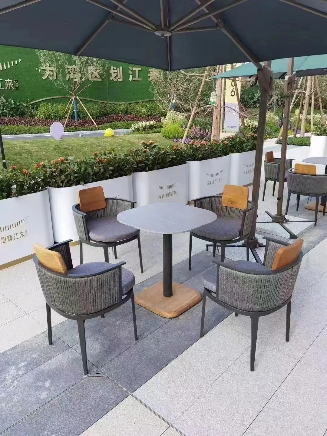 Description Picture 2 of itemPatio Leisure Tables and Chairs Light Luxury Outdoor Garden Furniture Sets Nordic Home Balcony Open-air Restaurant Wicker Chairs