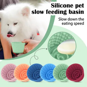 Dog Lick Bowl, Anxiety Relief Dog Licking Mat Freezer Treat Dispenser, Non-Slip Anti-Choking Silicone Slow Feeder Bowl for Dogs 2