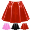 Women's PU Leather Flared Miniskirt Dance A Line Skirt Clubwear Cosplay Costume Pleated Skirt Elastic Waist Retro Style 6
