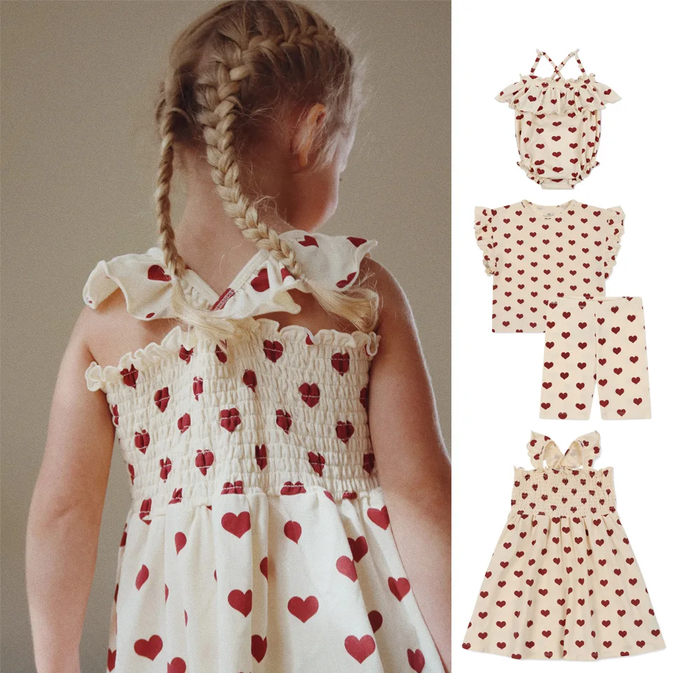 

23 Summer New Children's Clothing KS Same Love Love Series Cotton Strap Dress Climbing Suit Fly Sleeve T-shirt Leggings【Pre-sal】