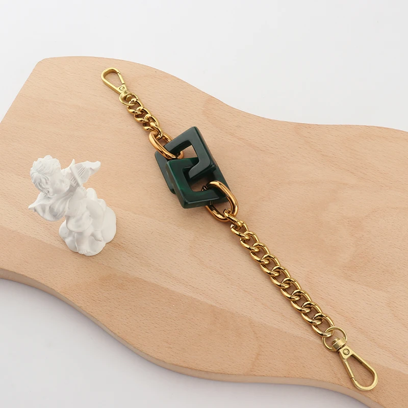 Fashion ladies handbag accessory chain shoulder bag with a chic resin chain with DIY disassembling oblique bag decoration