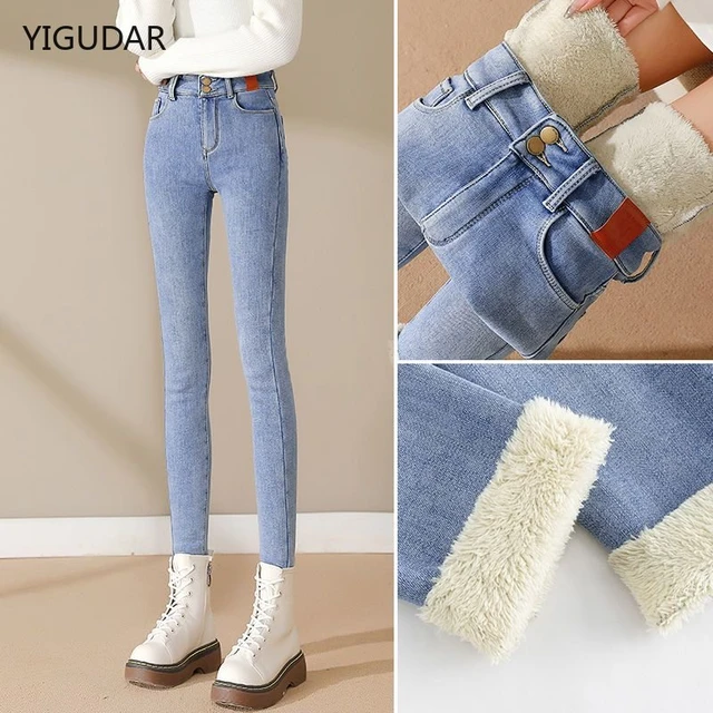 Winter jeans women Thick Fleece High waist Warm Skinny women Jeans