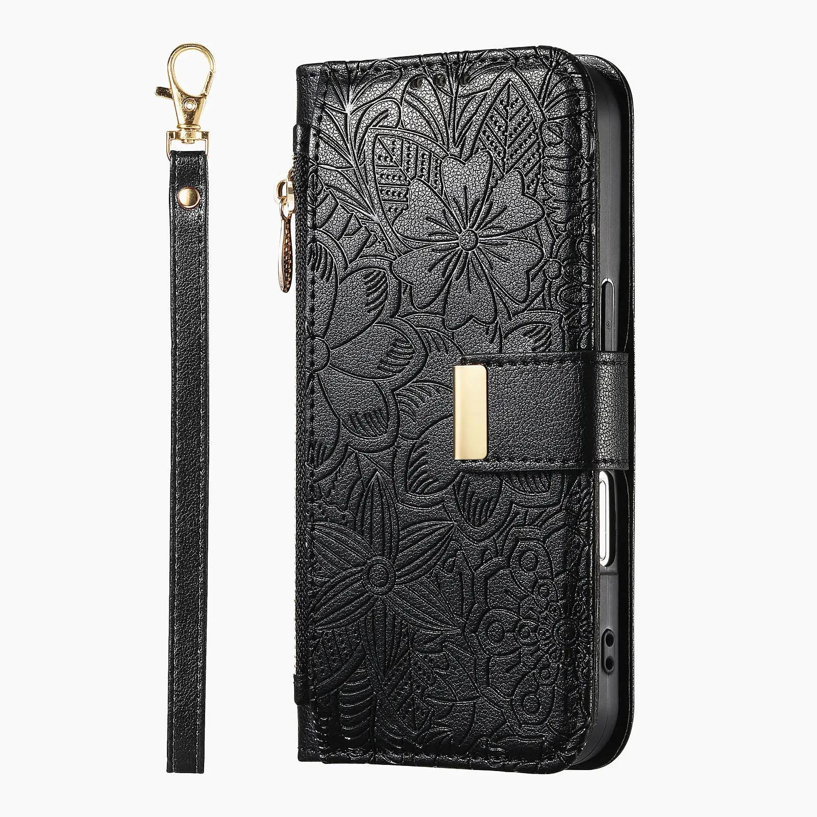 Luxurious Leather Crossbody Flip Wallet with Zipper and Card Slots