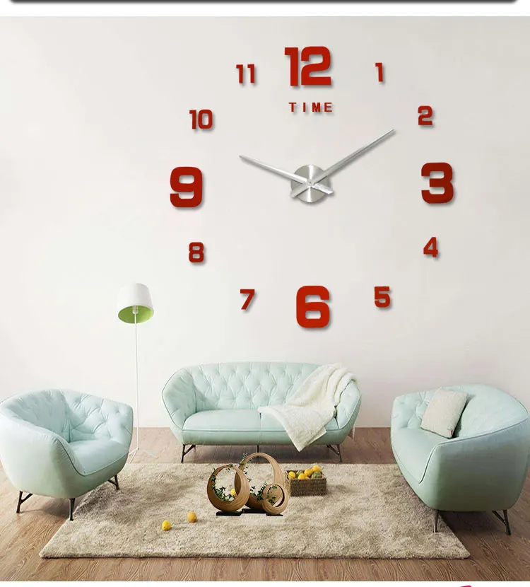 3D Digital Wall Clock Frameless Wall Clocks Wall Stickers For Home Living Room Decor Quartz Needle Self Adhesive Hanging Watch