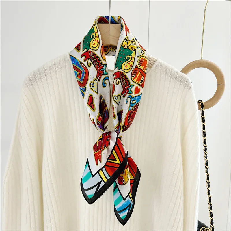 

2023 Fashion 100% Real Silk Square Scarf Women New Design Foulard Female Bufanda Head Scarves Bandana Wrap Headband Hijab Shawls
