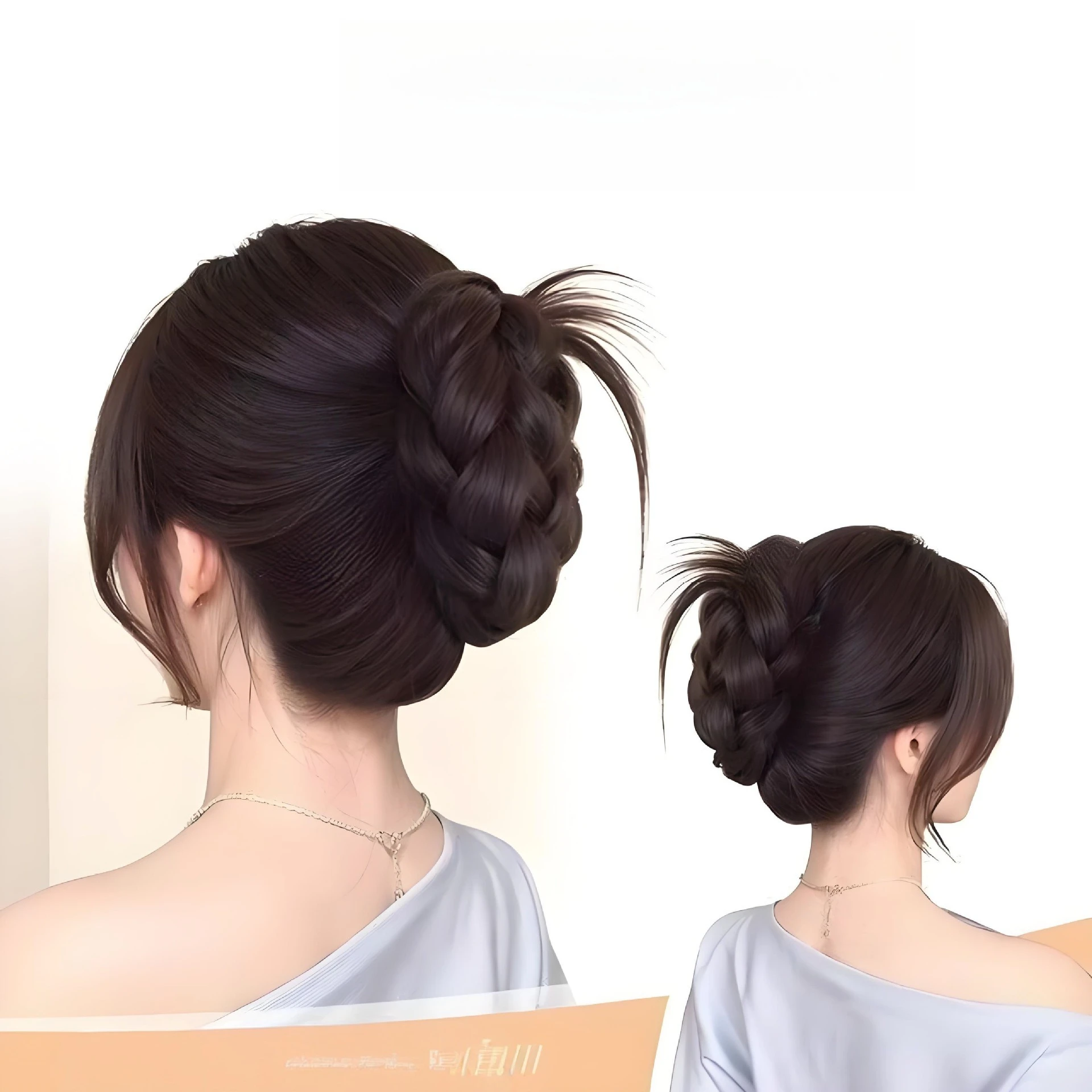 깃털 패드가 있는 한국식 여성용 고급 헤어 클립, 포니테일 고정 액세서리, 보이지 않는 흔적 없는 합성 섬유 가발