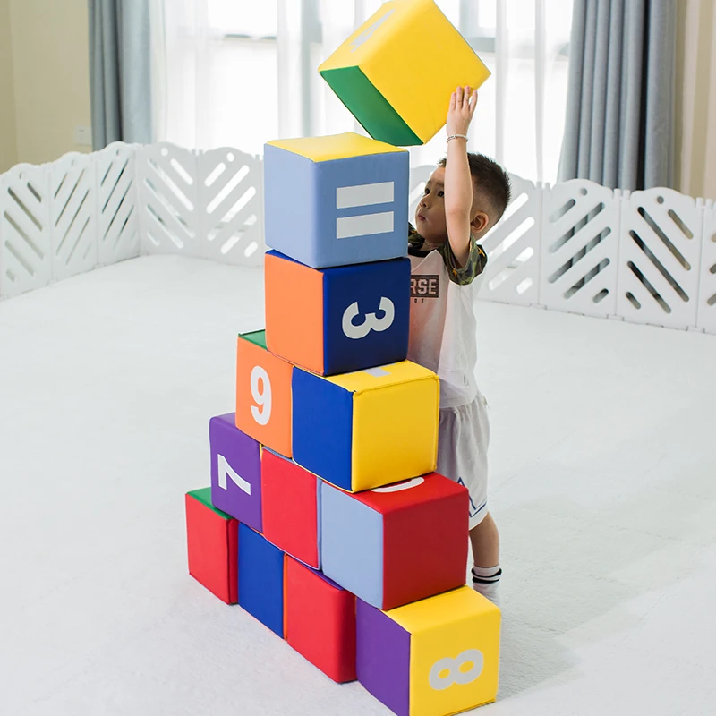 Toddler Toy Baby Early Educational Soft Building Block Pu Leather Foam Soft Blocks Baby Kids Play Toys for Babies