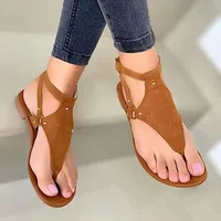 Sandales pour femmes, chaussures plates simples à Clip, chaussures à chevrons, sandales d'extérieur 2