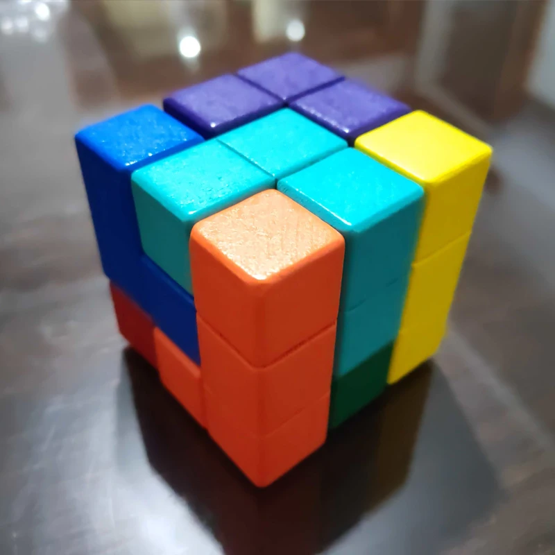 Montessori Wooden Soma Block Puzzle - Educational Brain Teaser Game