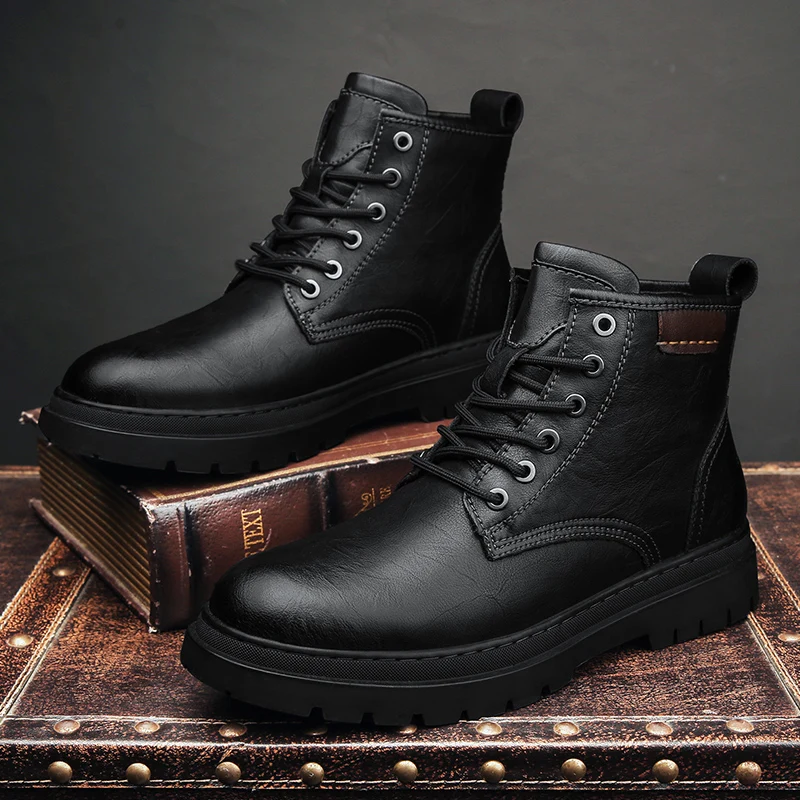 Thick-Soled-Men-s-Work-Attire-Boots-Lace-Up-High-Top-Shoes-Knight ...