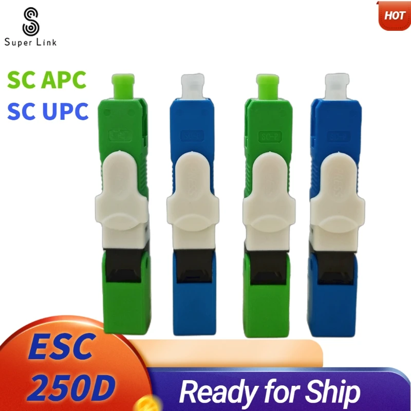 Free Shipping 100/200PCS/Lot FTTH ESC250D SC APC & SC UPC Single-Mode Fiber Optic Quick Connector FTTH SM Optic Fast Connector