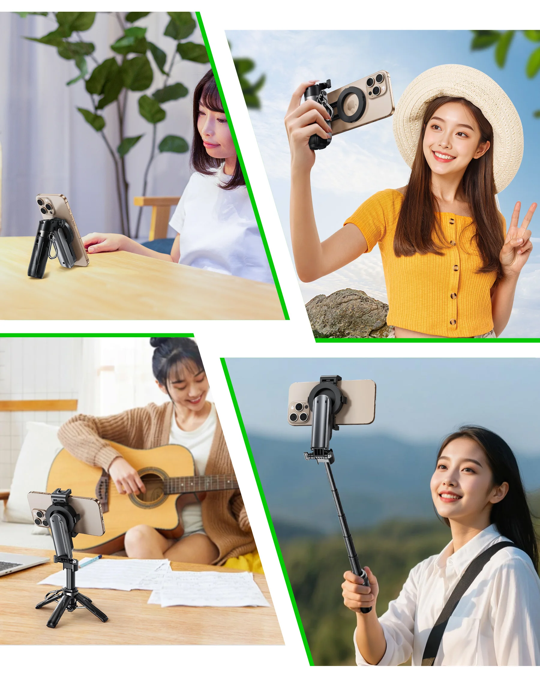 Eary Extendable Selfie Stick Tripod with Wireless Remote Portable 360°Rotation Phone Stand for iPhone 17 Pro Max 16 Samsung S25