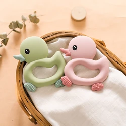 Baby Silicone Teether Toys Cute duck Shape Food Grade Teether Gum Pain Relief Teether Accessories Toys Baby Sensory Puzzle Toys