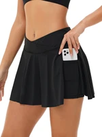 Women's Tennis Skirt Sports Golf Skirt Cute Mini Skirt with Shorts Pocket Summer High Waist Fashion Two-In-One Hem Split Sports - Image 3