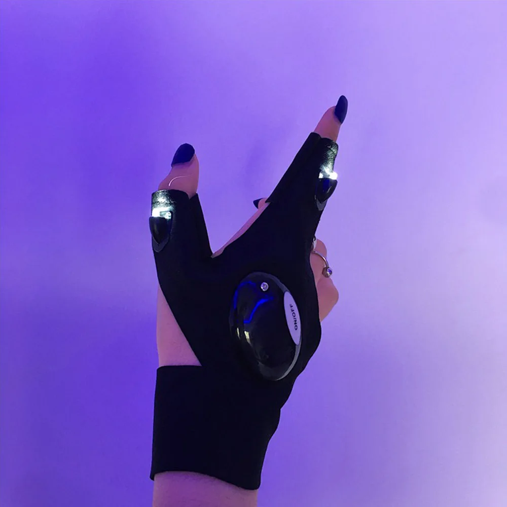 Korean INS Internet Celebrity Bar Dancing Girl Hip-hop Super Cool Functional Portable Half Finger Luminous Sleeve Gloves Trendy luminous gloves