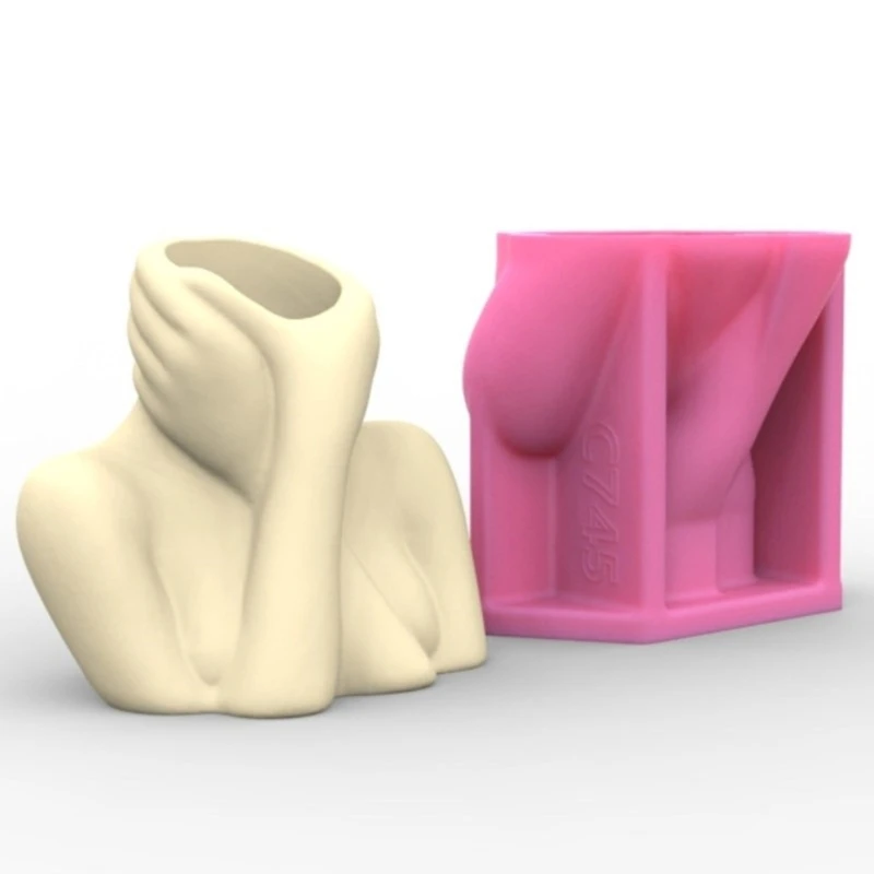 Abstract Portrait Vase Molds Unique Flowerpots Silicone Mould for Making Planter Flower Arrangement Resin Molds Decors