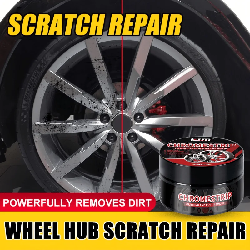 Wheel Hub Scratch Repair Cream Chrome Trip Alloy Rust Remover & Polish for Car Tires Restores Metallic Finish Easy wheel repair kit wheel rim repair paste wheel hub paste