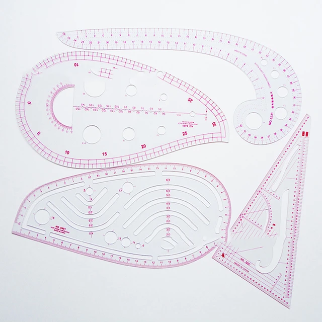 4Pcs French Curve Ruler Set Pattern Making Tailors Ruler Clear Sewing Ruler for Beginners