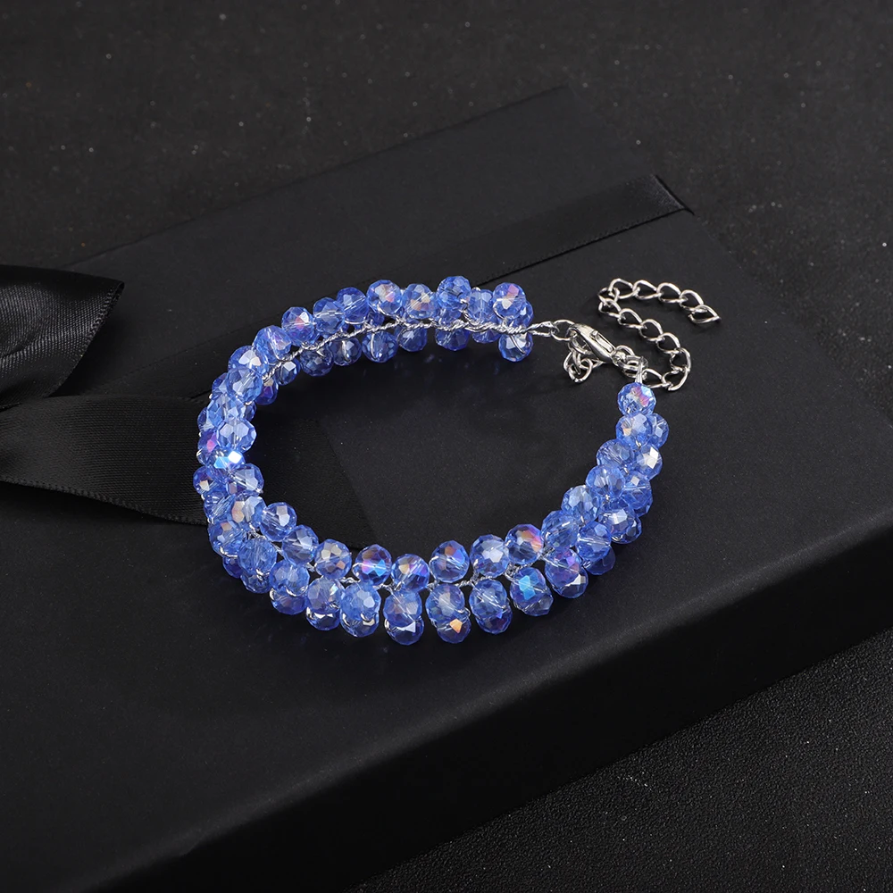 Clearine Bracciale Elastico A Cristalli Per Donna - Sposa, Matrimonio, Festa - Bracciale Stretch Con Strass - Elegante Gioiello