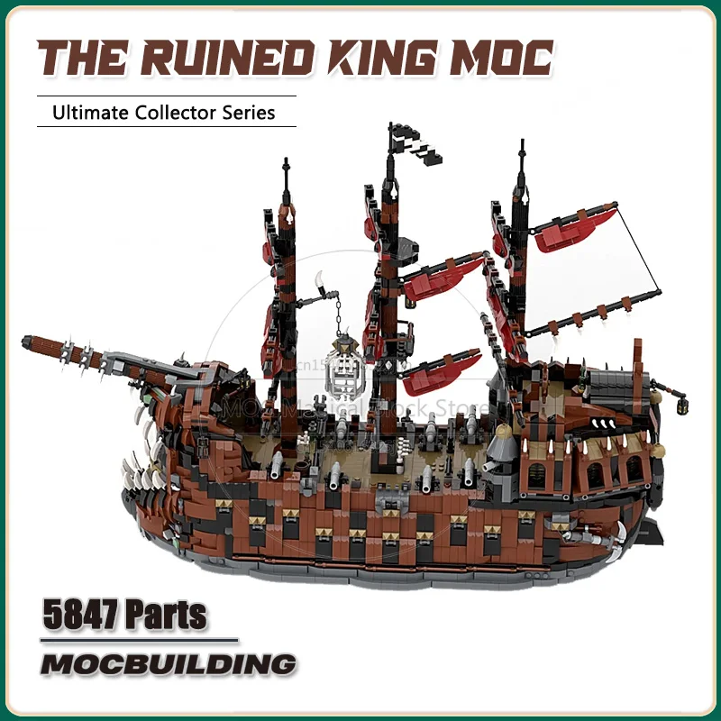 망가진 왕 벽돌 모델 MOC 빌딩 블록, 보트 모델 벽돌, 블랙 펄 플라잉 더치맨 마스코트 세트, 선물용 장난감