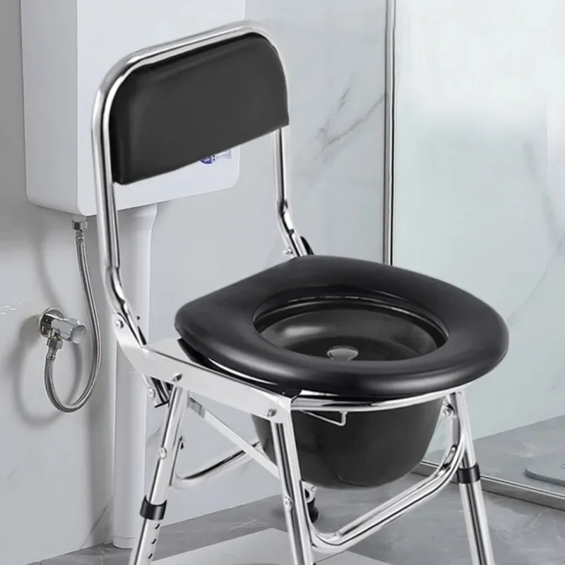 Portable Adult Toilet Booster for Elderly, Thickened Non-slip Commode Chair,Folding Toilet Household Solid Elderly Toilet Chairs 5