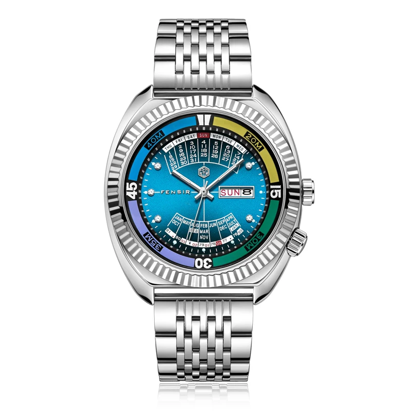 Luxury Men's Dual Calendar Waterproof Steel Wristwatch - European & American Style Fashion, Perfect for Business Casual, Unique Trendy Design, Ideal Gift for Him