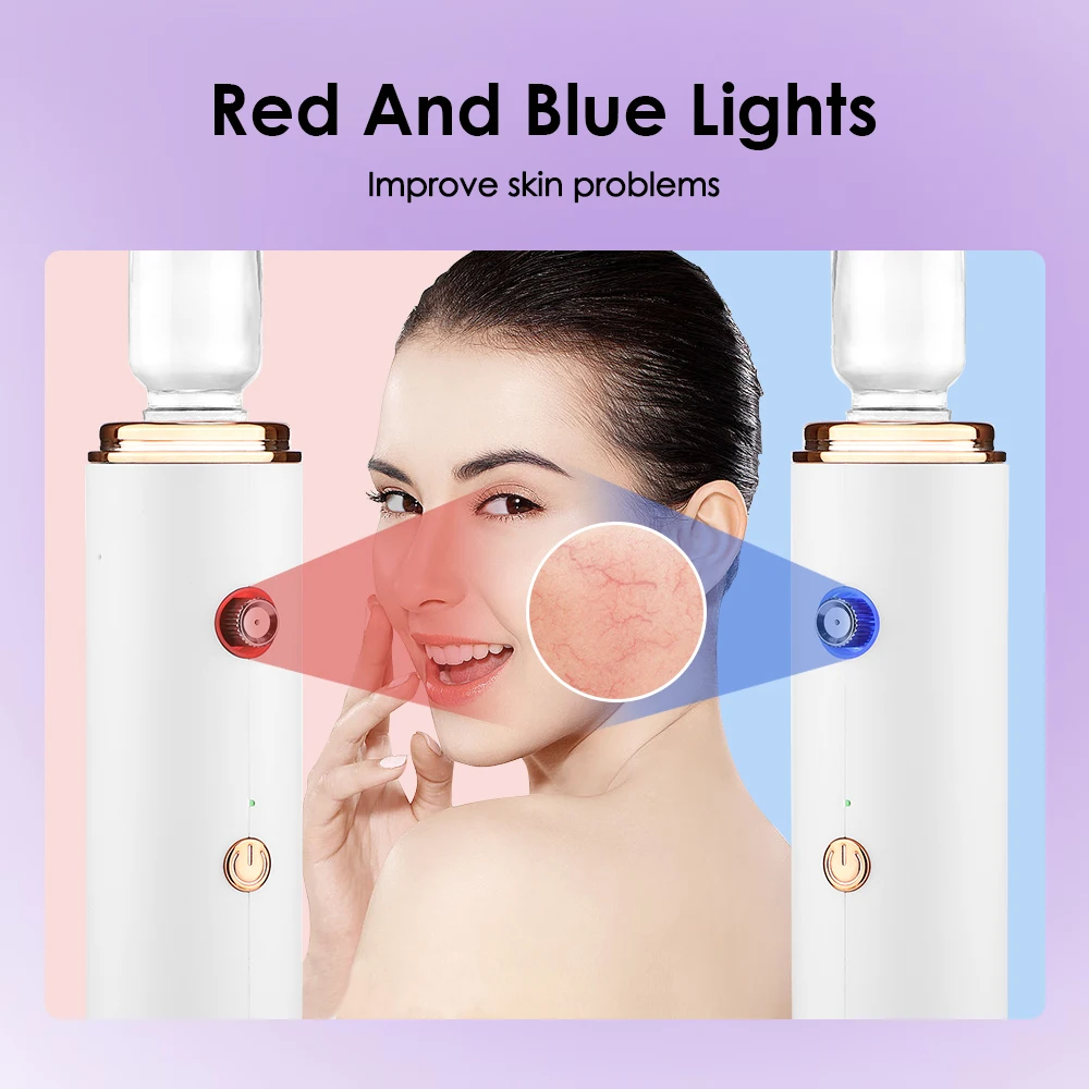 Nano Mist Sprayer Facial Oxygen Injector Red Blue Light Face Hydrator 3-speed Nano-atomized Water Molecules Handheld Portable