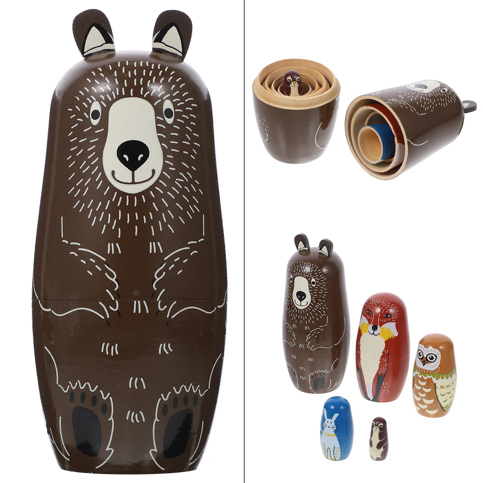 

5 Dolls Russian Nesting Dolls Babushka Wood Stacking Christmas Gift