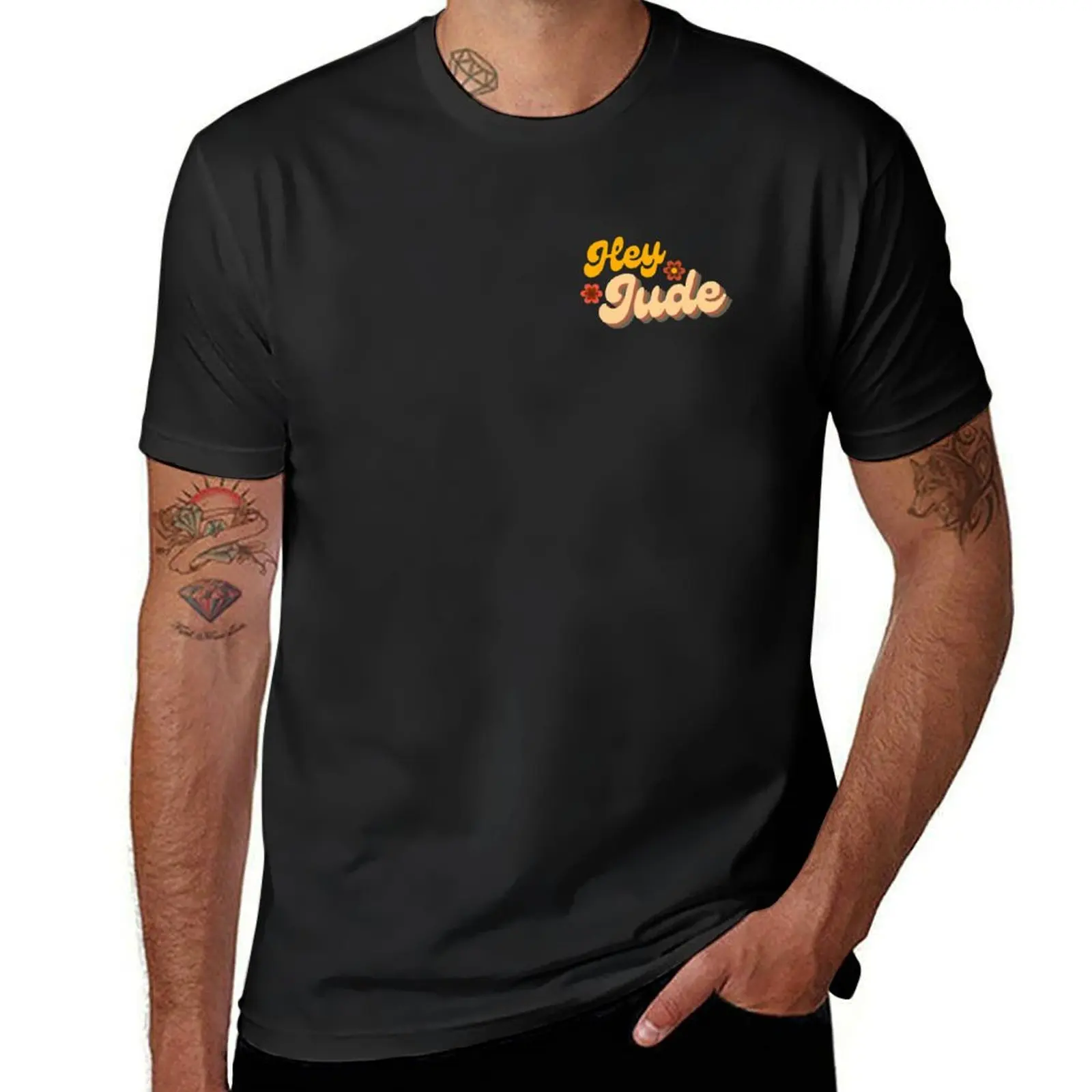 

Hey Jude - Simple Flowers -brown 60's T-Shirt vintage summer tops sublime summer clothes men graphic t shirts