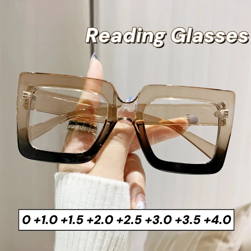 Dual-Tone Transparent Oversized Blue Light Blocking Reading Glasses
