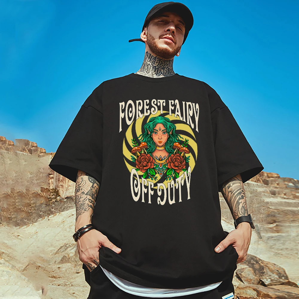 

Мужская хлопковая футболка с принтом "Фея леса", модная удобная футболка в стиле хип-хоп, стиль Харадзюку