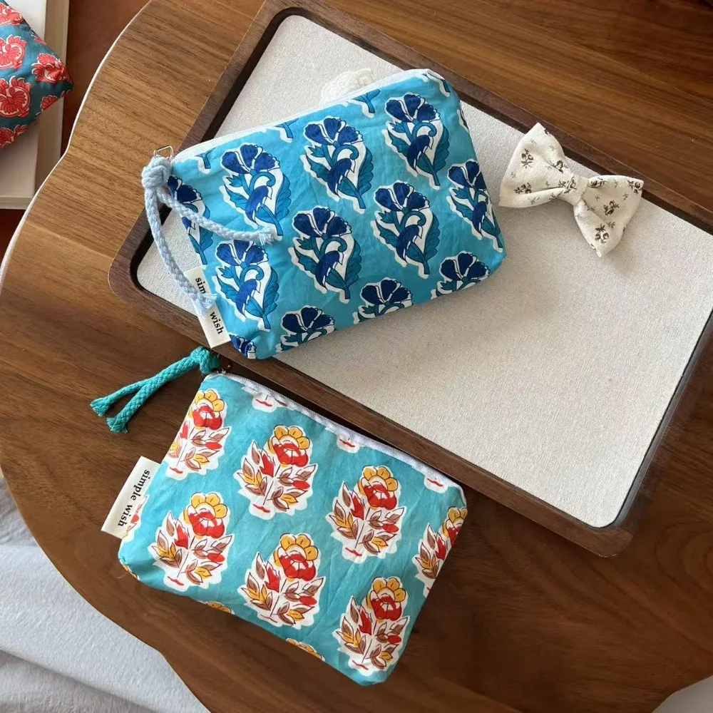 Fashion Vintage Sanitary Napkin Bag Mini Indian Style Bohemian Coin Purse Cotton Zipper Travel Bag Cosmetic,earphone Etc Storage 5
