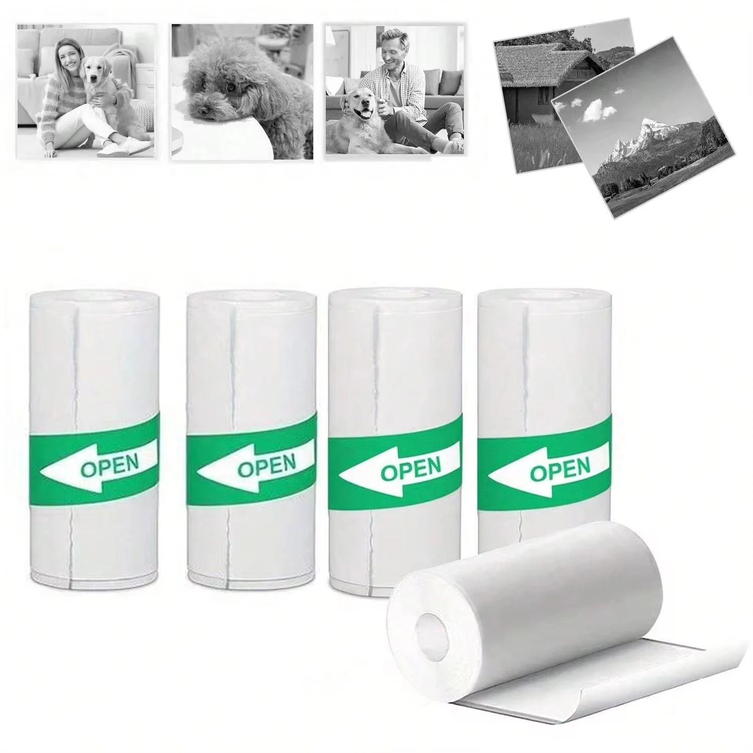Pocket Printer Portable Printer Mini Pocket Printer 5 Rolls Of Self-Adhesive Paper Portable Thermal Printer For Suitable For Home Office Study And Work