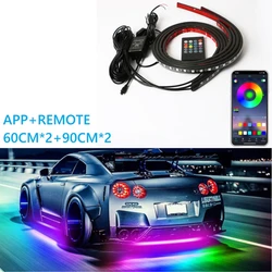 Flexible LED Underbody RGB Neon Lights with Remote/App Control for Car Atmosphere Enhancement (60cm 90cm Colorful)