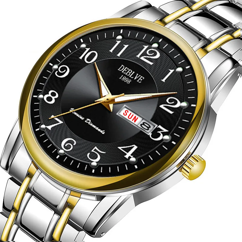 

Luxury Men Watches Luminous Waterproof Business Digital Display Steel Watch Quartz Men Date Calendar Business Wristwatches