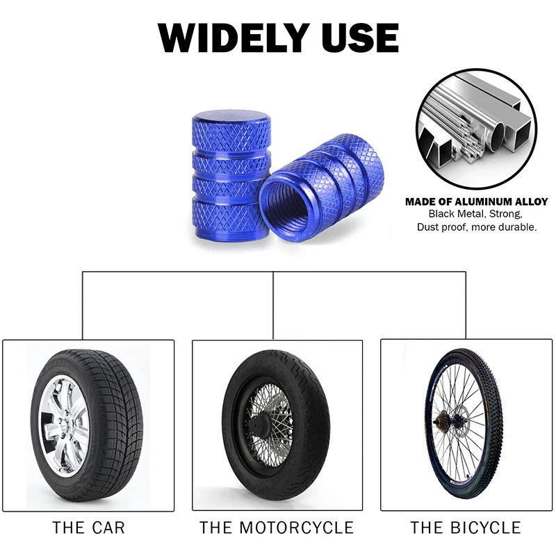 Tire Valve Caps 4pcs Universal Car Wheel Tire Valve Stem Caps Dust Covers Aluminum Tire Wheel Stem Air Valve Cap Car Accessories