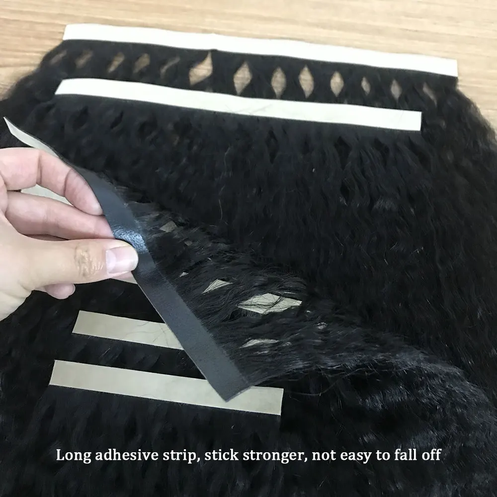 Invisible Tape Weft In Hair Extension For Black Women Kinky Straight Virgin Peuvian Natural Color Full Head 7pcs 100g