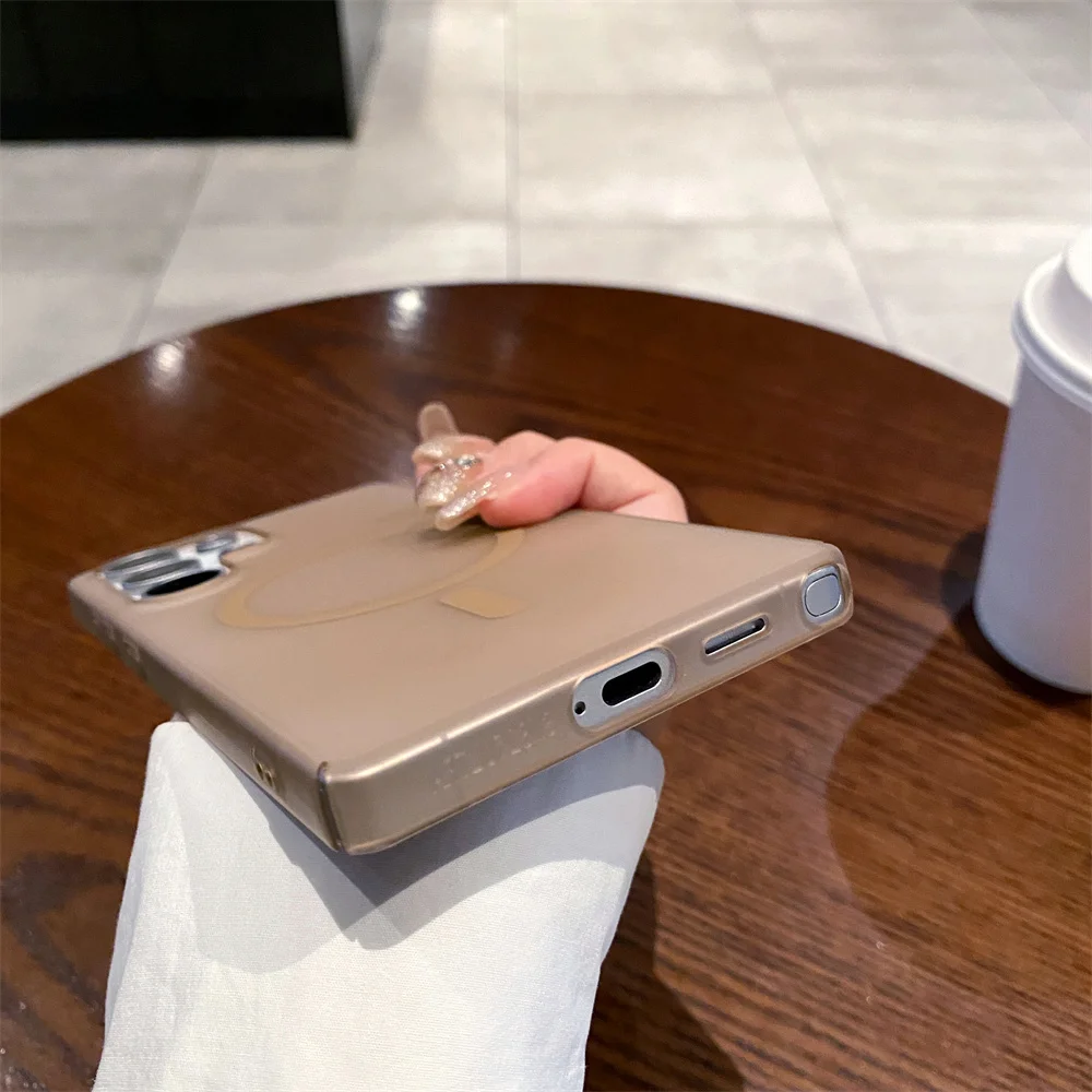 Ultrathin Clear Magnetic Case with Matte Finish and Wireless Charging Capability