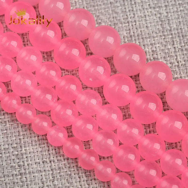 

Natural Rose Pink Jades Chalcedony Beads Round Loose Spacer Beads For Jewelry Making Diy Bracelet Necklaces 4 6 8 10 12 14mm 15"