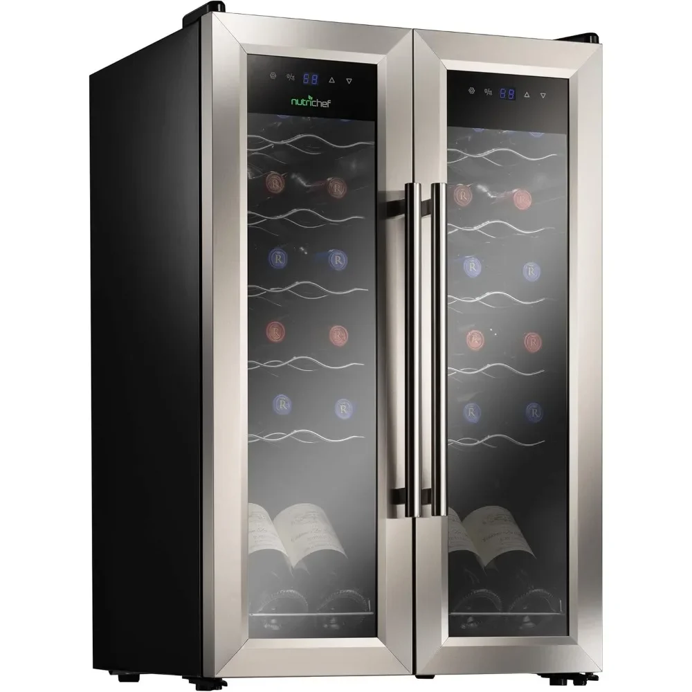 Bar Cabinet ,24 Cellar Cooler for White and Red Wines Chiller, 24 Bottle Dual Zone-Stainless Steel,Bar Furniture
