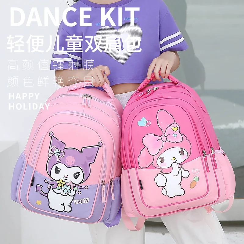 

Miniso Sanrio Kuromi My Melody Cartoon Backpack High Capacity Nylon Children School Bag with Pendant Anime Peripherals Kids Gift