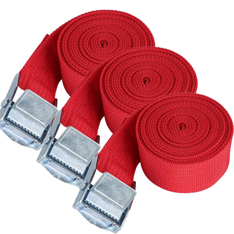 3 Pcs of 1M Buckle Fastening Strap Strong Ratchet Belt Cargo Lashing With Suitable For Multiple Scenarios Metal Tightening Strap