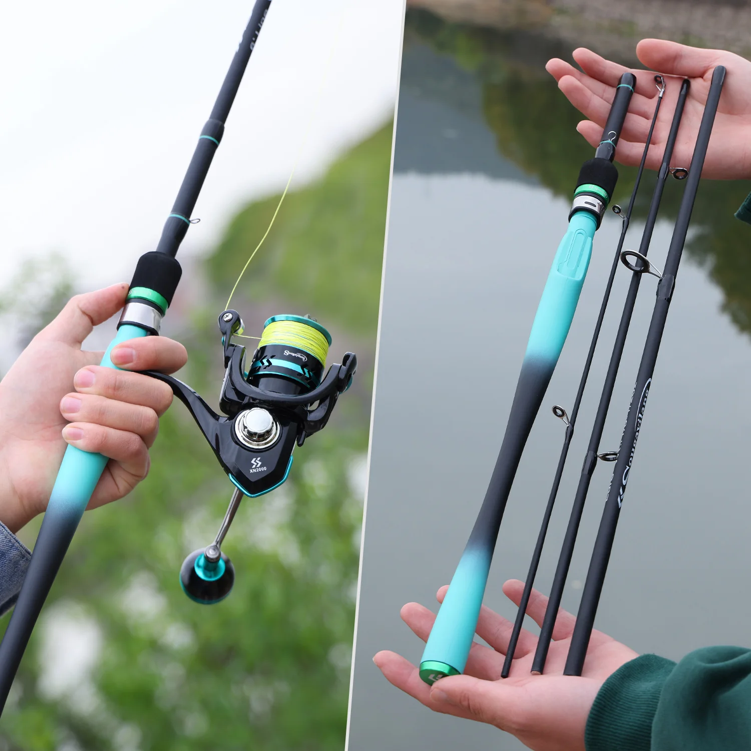 Sougayilang New 1.8m 2.1m Ultralight Carbon Fishing Rod Spinning Rods  Casting Fishing Pole Max Drag 8KG Bass Trout Fishing Pole - AliExpress