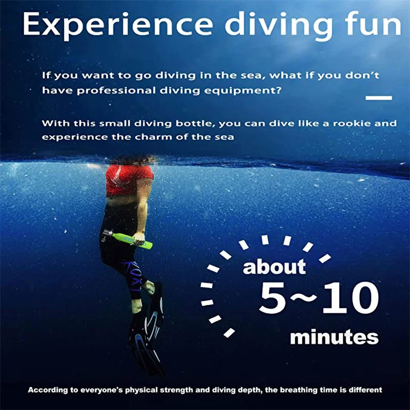 Scuba Cylinder Tank GOYOJO 0.5 Liter Mini Tank Diving Scuba 5-10 Minutes Underwater Breathing Equipment Portable Diving Tank Oxygen Kit scuba cylinder tank