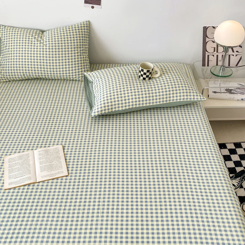 1PC Bed Sheet (Excluding Pillowcases), Soft and Comfortable Grid Bedding Sheet, Suitable for Bedrooms and Guestrooms 4