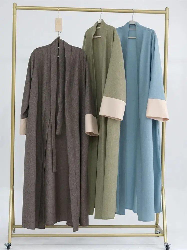 

Ramadan Eid Open Linen Abaya Kimono Turkey Islam Muslim Modest Kaftan Dress Prayer Clothes For Women Kebaya Robe Femme Musulmane